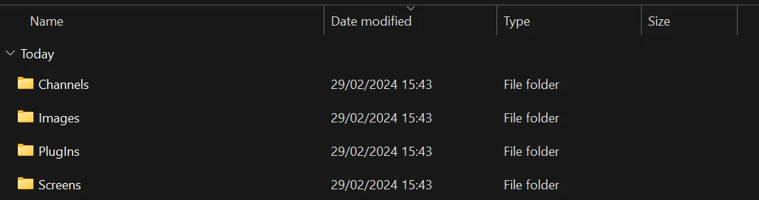 The four BioTrace folders on a USB stick