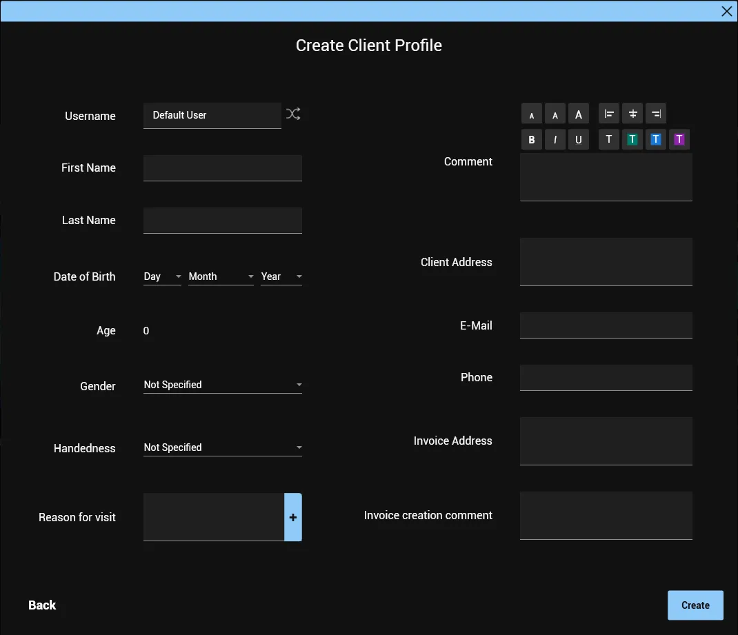 Client details form
