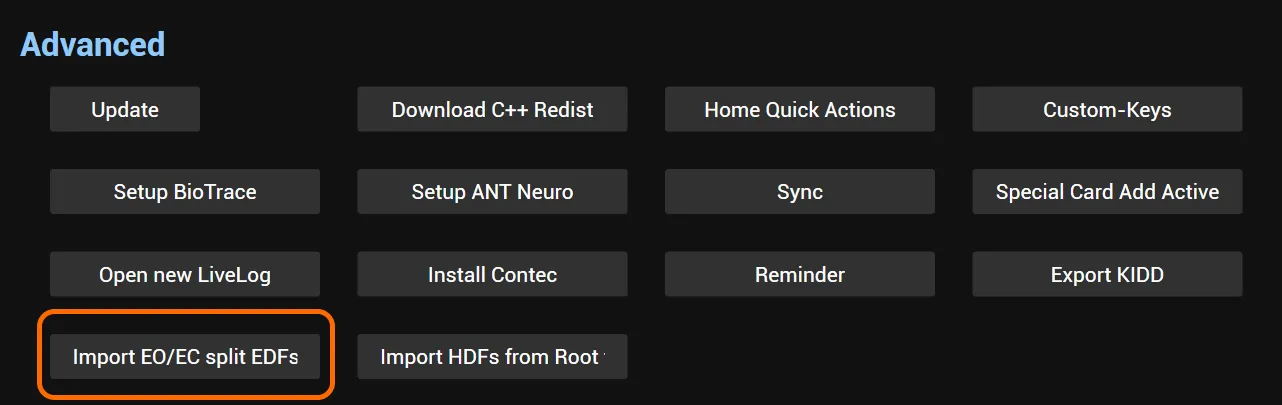 Import EO/EC split EDFs button in the Advanced section