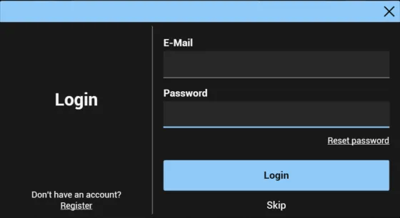 Login dialog