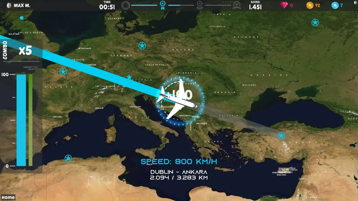 Positive special event: the plane is surrounded by a blue circle