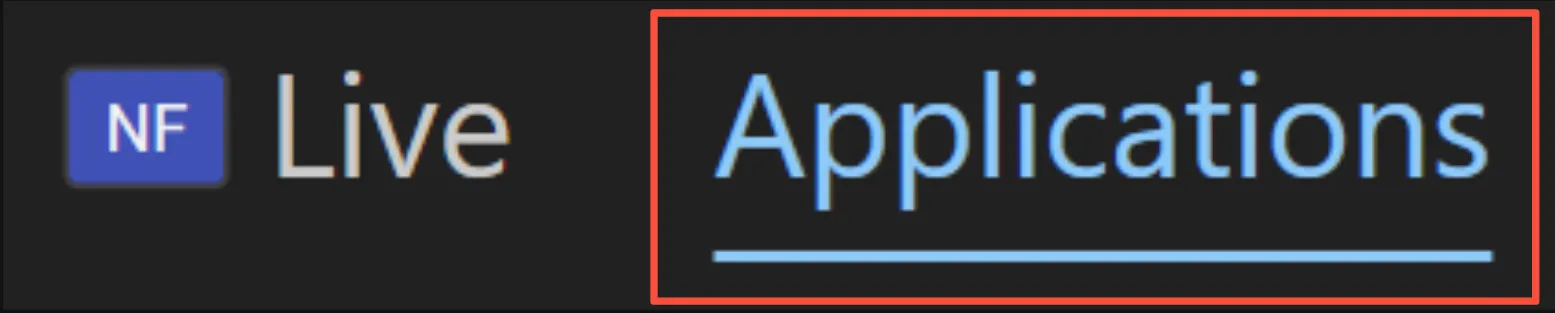 Applications in the top bar during a training session