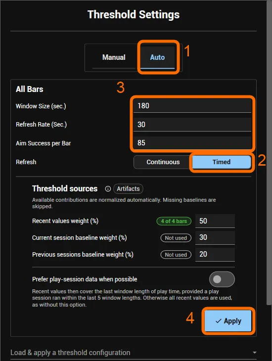 Automatic threshold settings
