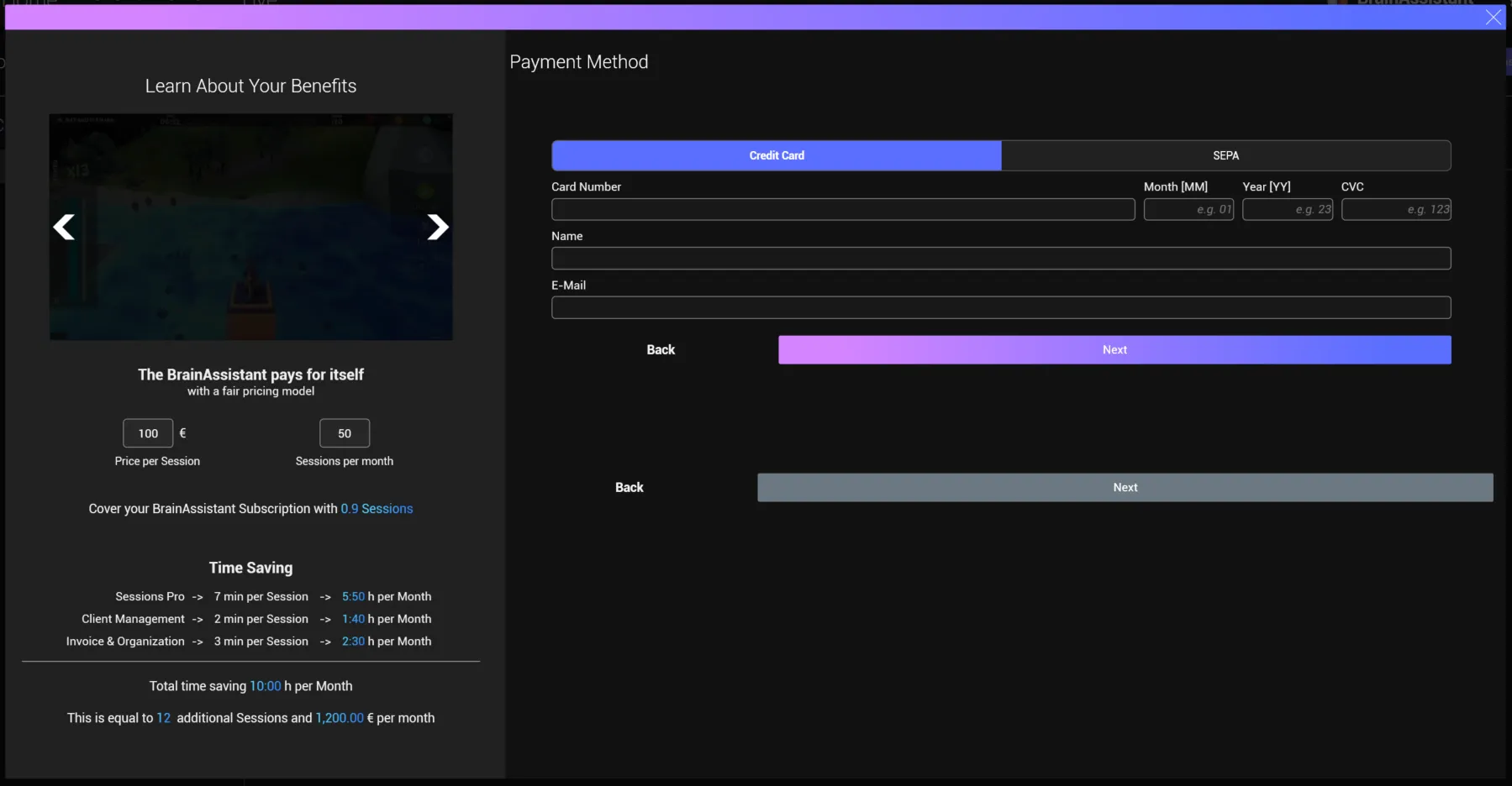 Payment method form for new customers