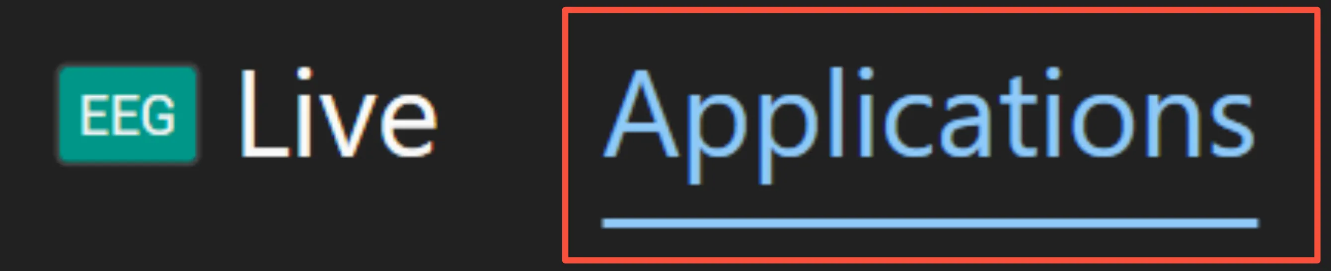 Applications in the top bar during an EEG recording
