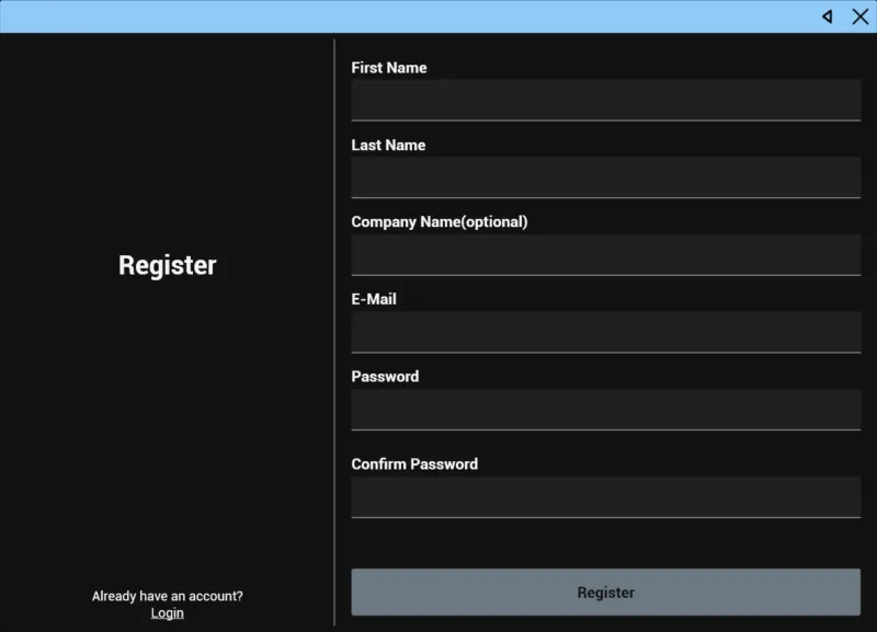 Registration form