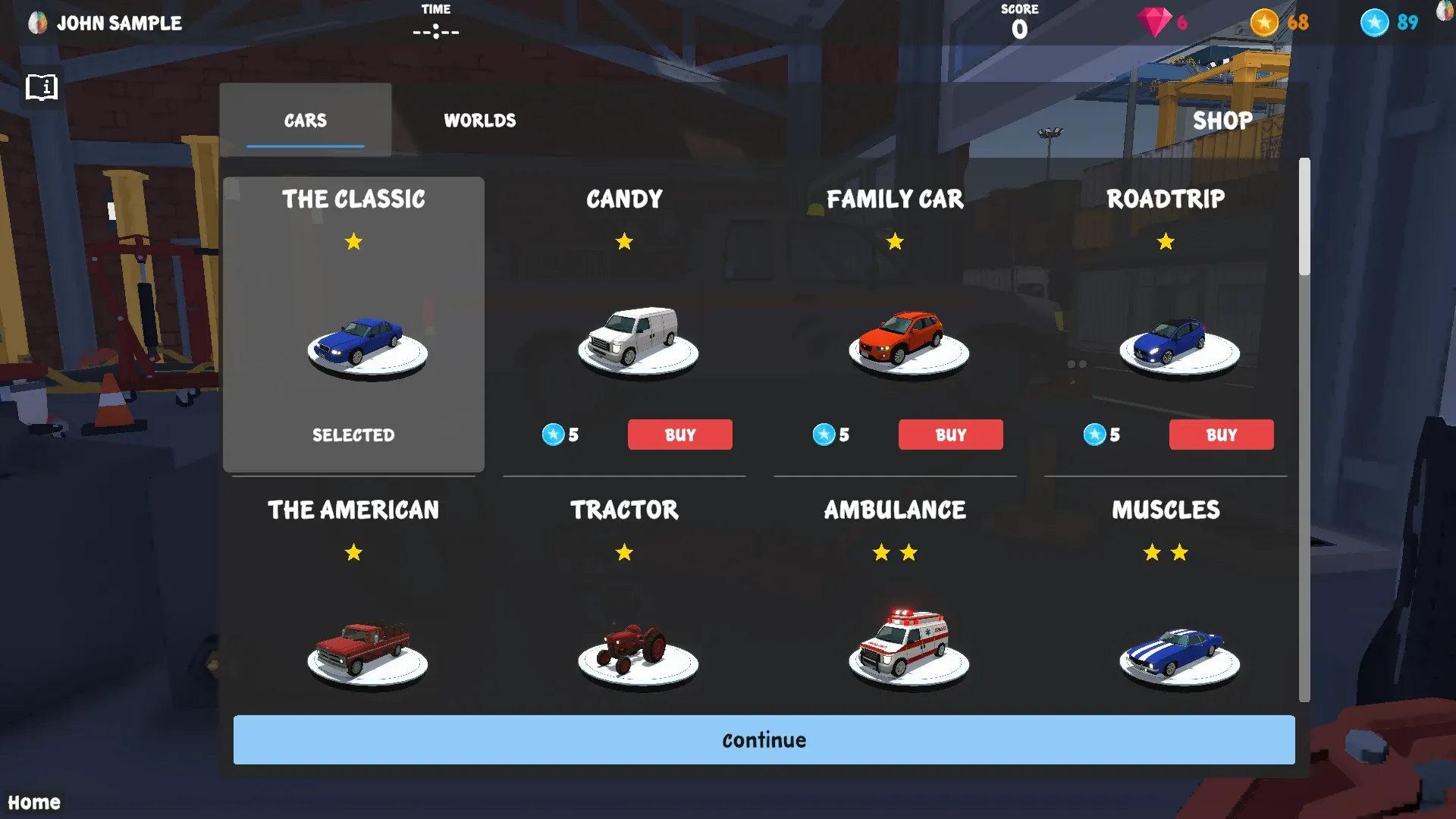 NeuroRacer shop with cars