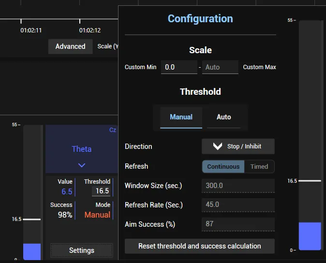 Theta set to manual threshold
