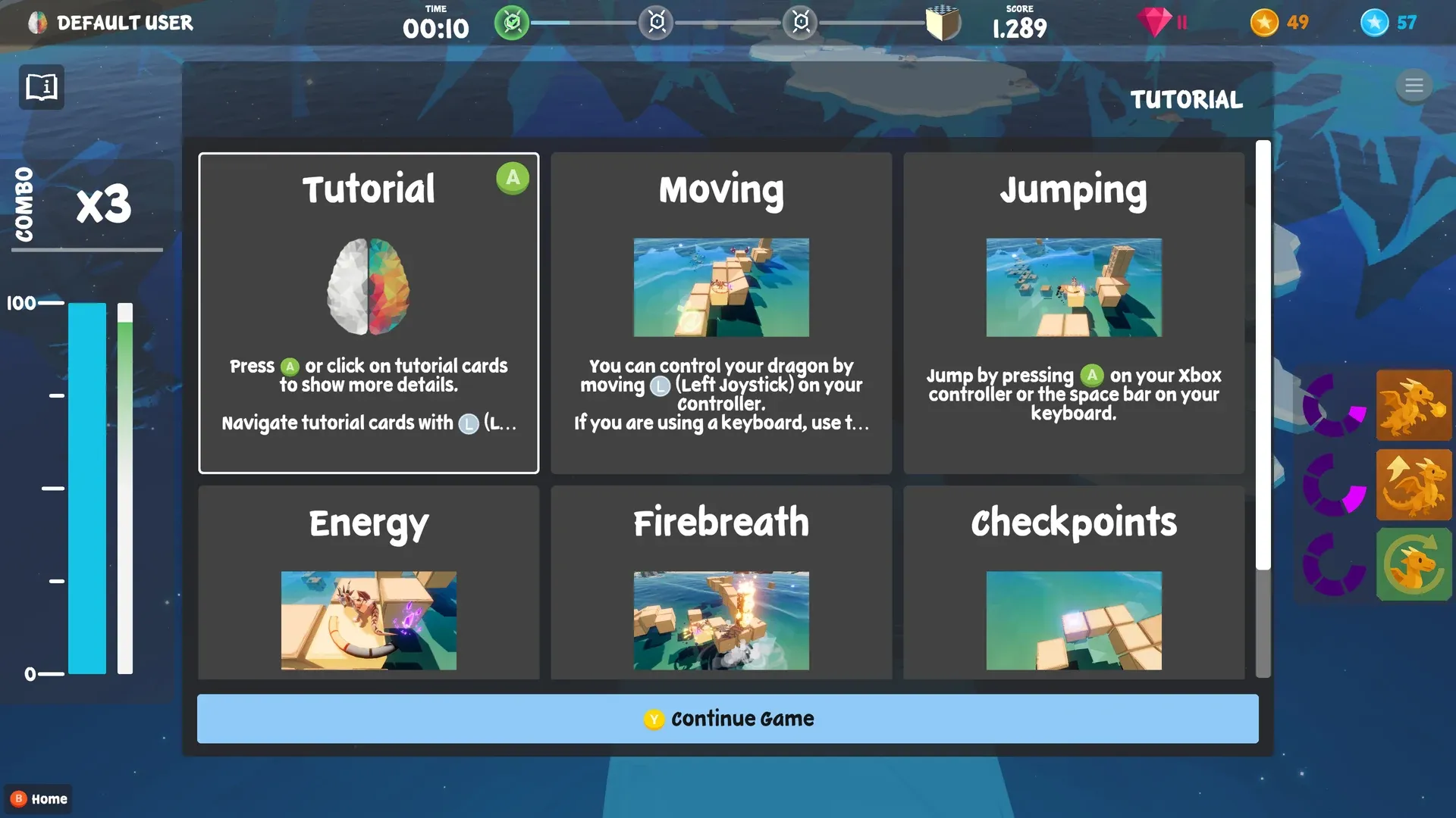 Dragonbay tutorial window