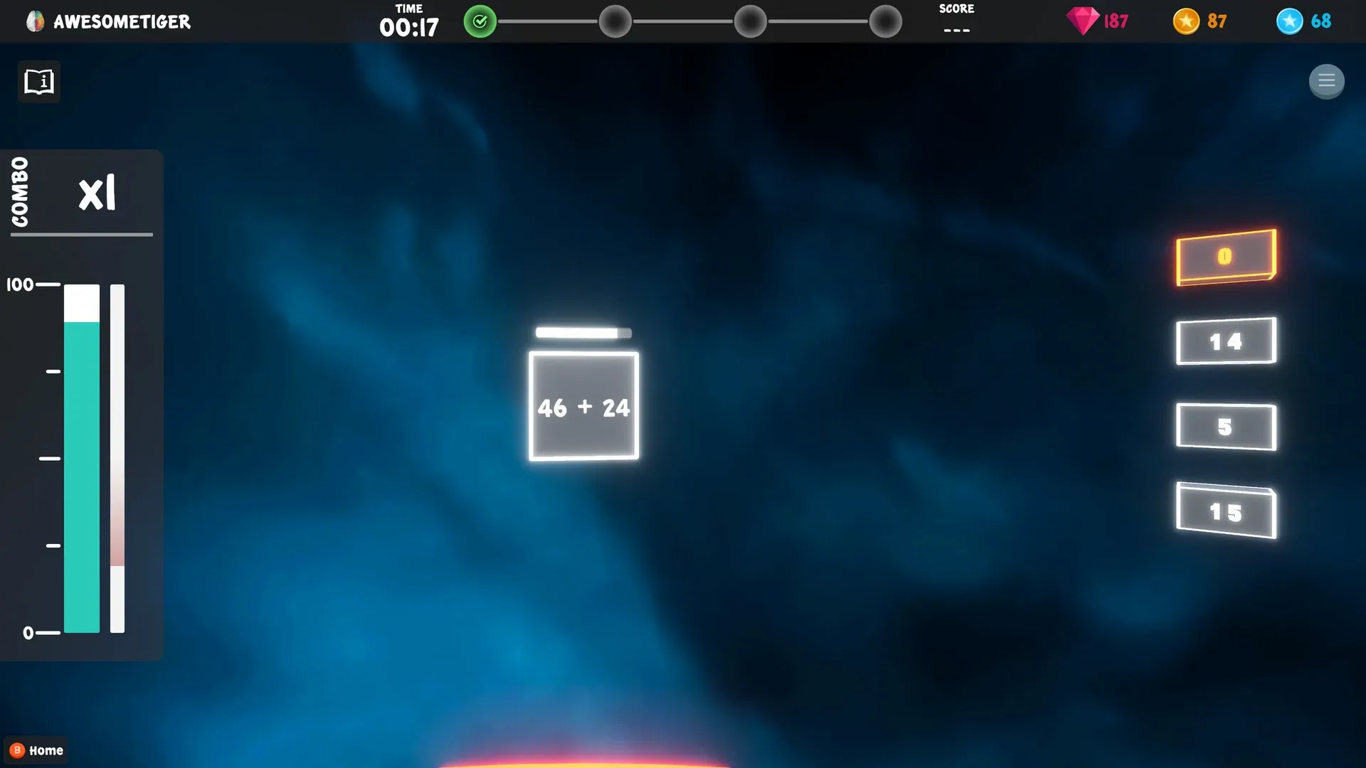 Speed Math: the cube’s progress bar drains