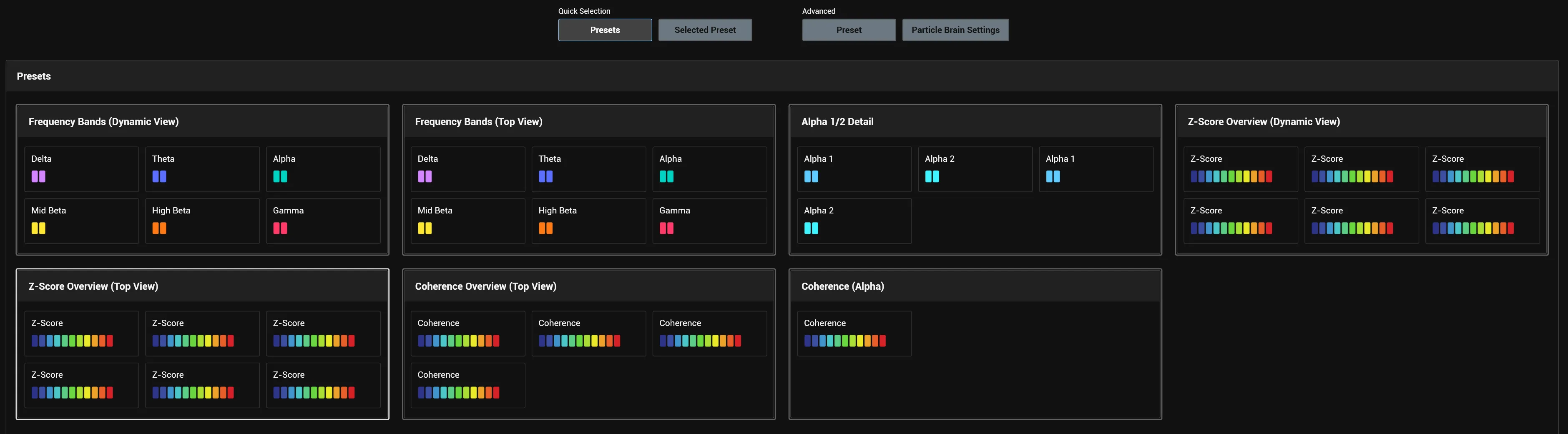 Quick Selection with preset cards
