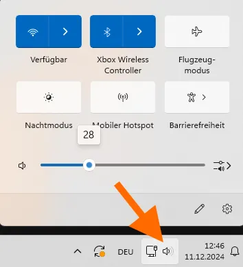 Windows volume slider showing the current percentage