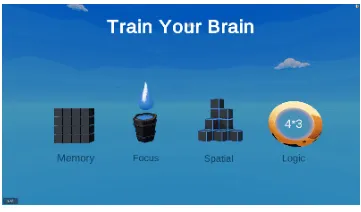 Train Your Brain overview with the four mini-games