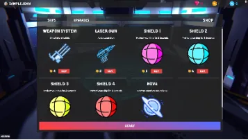 Space Adventure shop with upgrades