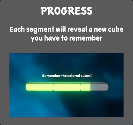 Memory Challenge, keyboard: progress