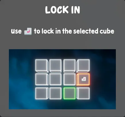 Memory Challenge, keyboard: lock in