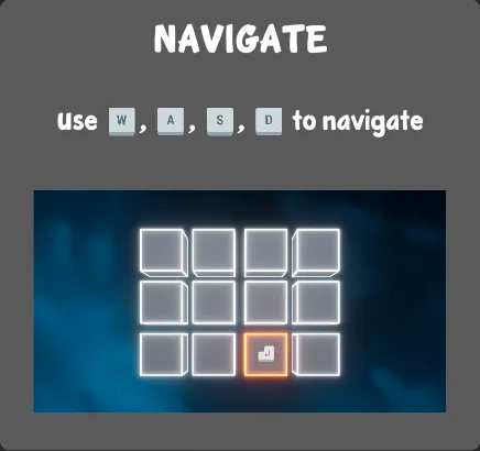 Memory Challenge, keyboard: navigate