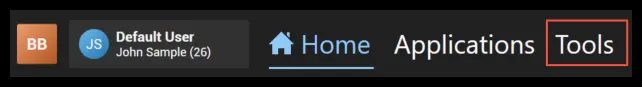 Tools in the top menu